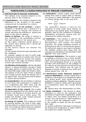 Purification & Characterisation of Organic Compounds Notes