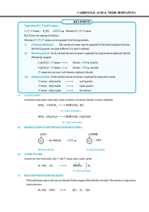 Carboxylic Acid & Their Derivatives Key Points
