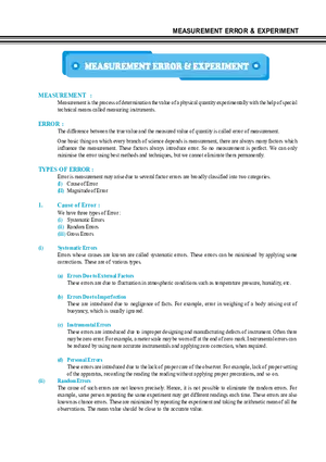 Measurement Error & Experiment