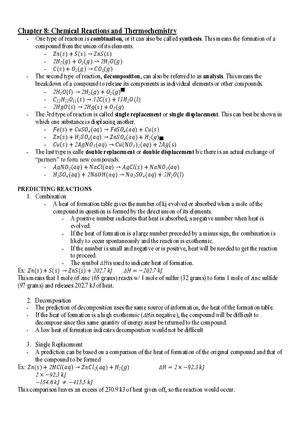 Chapter 8 Chemical Reactions and Thermochemistry