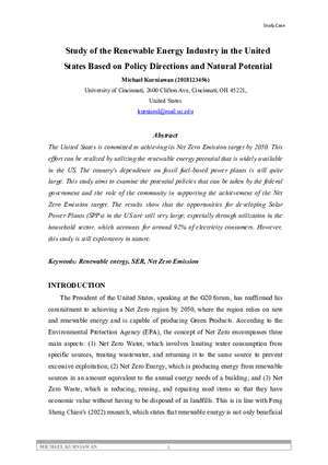 Study of the Renewable Energy Industry