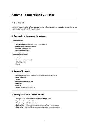 Asthma Comprehensive Notes