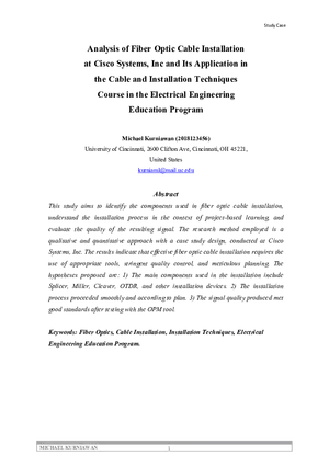 Analysis of Fiber Optic Cable Installation