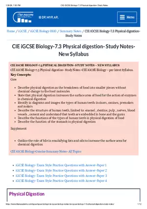 CIE IGCSE Biology-7.3 Physical Digestion Study Notes
