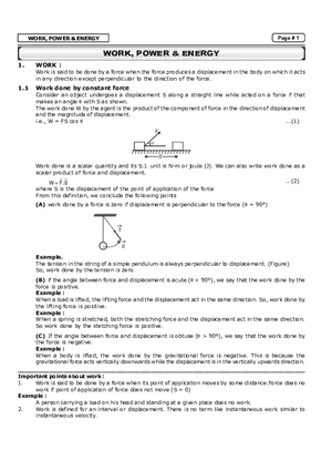 Work, Power & Energy Notes