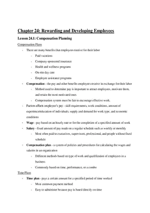 Chapter 24 Rewarding and Developing Employees