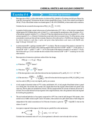 Chemical Kinetics and Nuclear Chemistry Exercise # 4