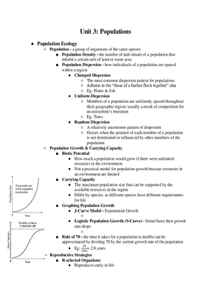AP Environmental Science Unit 3 Populations
