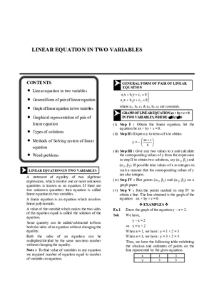 Linear Equation in Two Variables