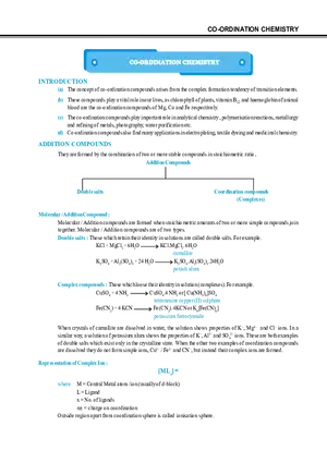 Co-Ordination Chemistry