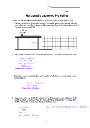 Horizontally Launched Projectiles