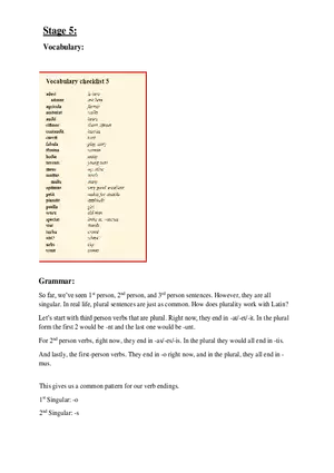 Latin Study Guide Stage 5