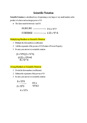 Pre Algebra Scientific Notation
