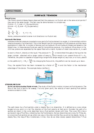 Surface Tension Notes