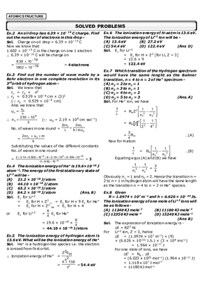 Atomic Structure Solved Problems
