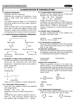 Classification & Nomenclature Notes