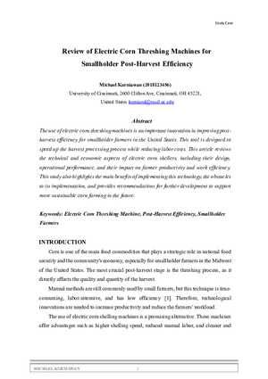 Review of Electric Corn Threshing Machines