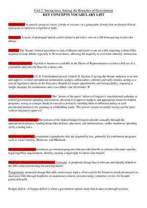 Unit 2- Key Concepts Vocab List