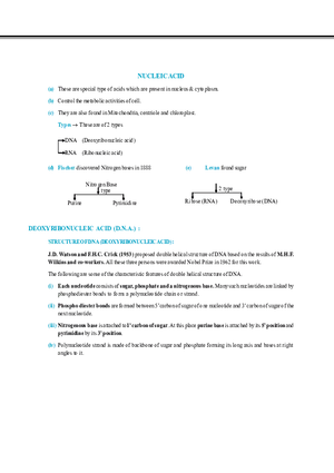 Biomolecules & Polymers Nucleic Acid