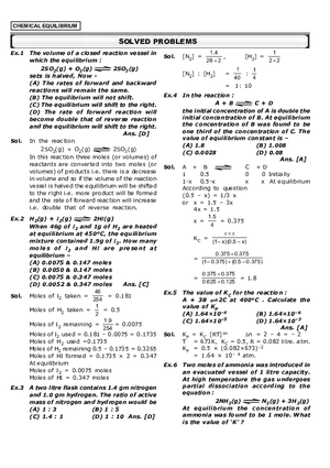 Chemical Equilibrium Study Guide
