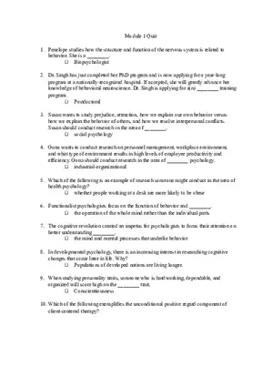 Psychology Module 1 Quiz