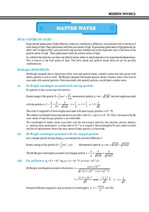 Modern Physics Matter Waves