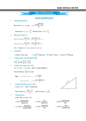 Tips and Formulas Basic Maths