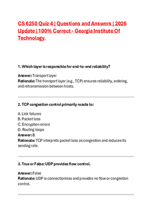 CS 6250 Quiz 4 Questions and Answers