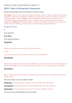 Perioperative Concepts and Nursing Management, Chapters 14-16