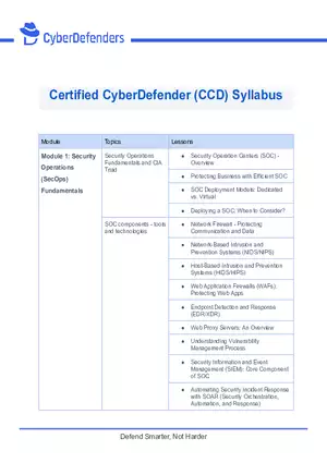 Certified Cyber Defender (CCD) Syllabus