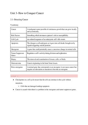 Biomed Unit 3-How to Conquer Cancer
