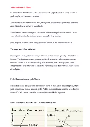 Microeconomics Notes Profit and Goals of Firms