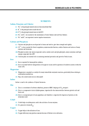 Biomolecules & Polymers Nutrients