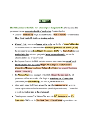 United States History The 1960s