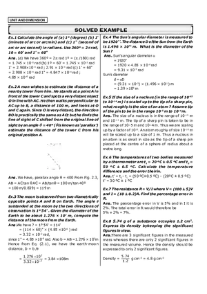 Unit and Dimension  Solved Example