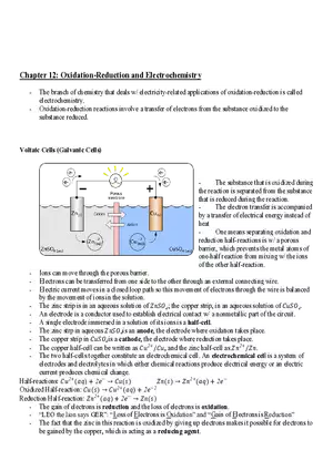 Chapter 12 Oxidation-Reduction and Electrochemistry
