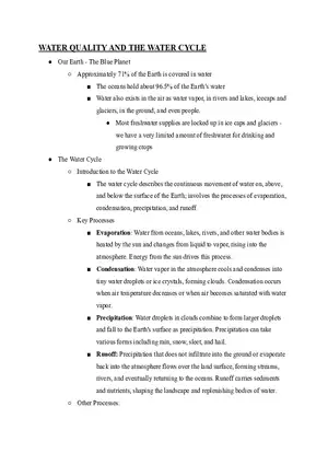 Water Quality and The Water Cycle