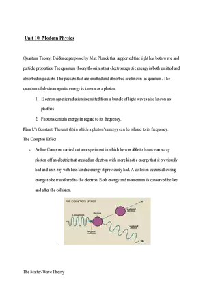 Physics Review Unit 10 Modern Physics