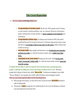 United States History The Great Depression