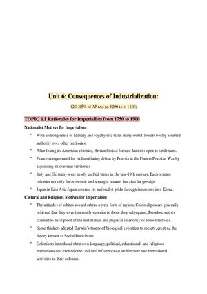 AP World History Unit 6 Consequences of Industrialization