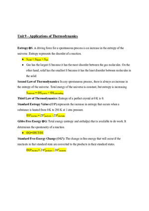 AP Chemistry Unit 9 - Applications of Thermodynamics