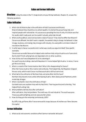 Italian and German Unification