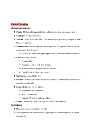 Test Guide Unit 6 Human Physiology