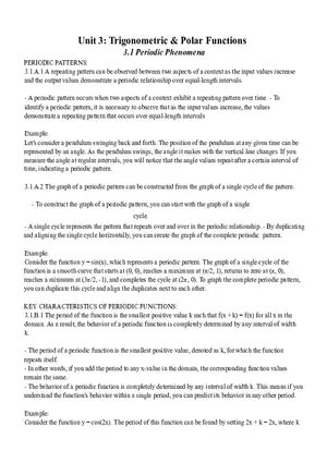 Unit 3 Trigonometric & Polar Functions