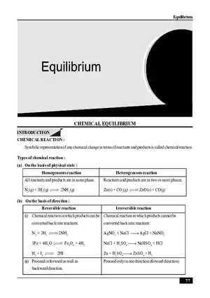 Chemical Equilibrium Notes
