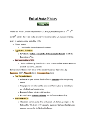 United States History Geography