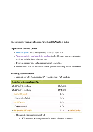 Chapter 24 Macroeconomics- Economic Growth and the Wealth of Nations