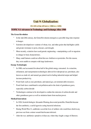 AP World History Unit 9 Globalization