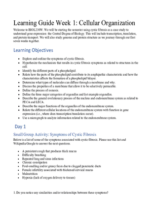 Learning Guide Week 1: Cellular Organization