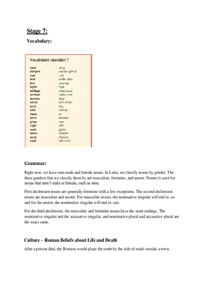Latin Study Guide Stage 7